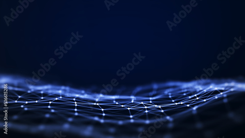 Connection concepts The Internet network comes from a polygonal connection using dots and lines, consisting of a dark background with space above it.