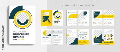 16 Pages Geometric Colorful Business Brochure with modern abstract design. Use for marketing,print, annual report and business presentations fully editable text and Vector cc file