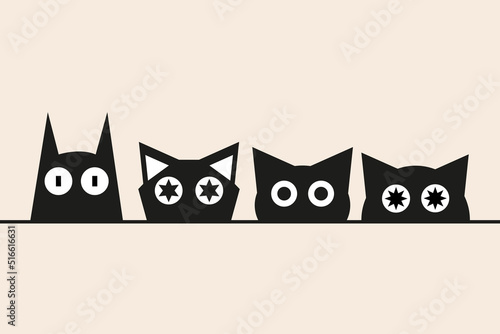 Holiday Poster World Cat Day. International cat day design vector illustration. Cute illustration with cat faces. Happy meow day. 8 august