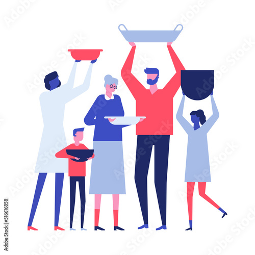 Ask for food - modern colorful flat design style illustration