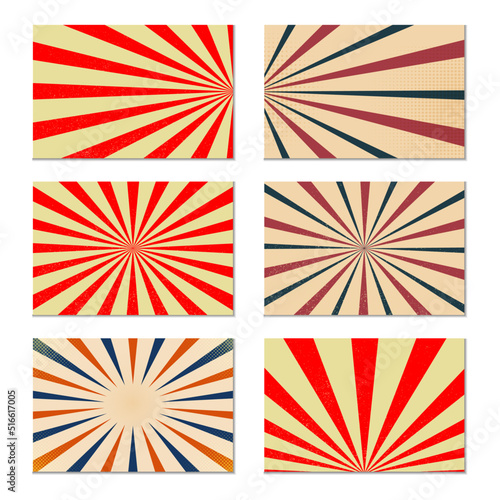 set of Retro rays vintage sunburst abstract background