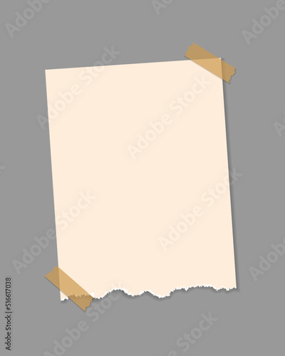 Vector torn paper banner with adhesive tape.