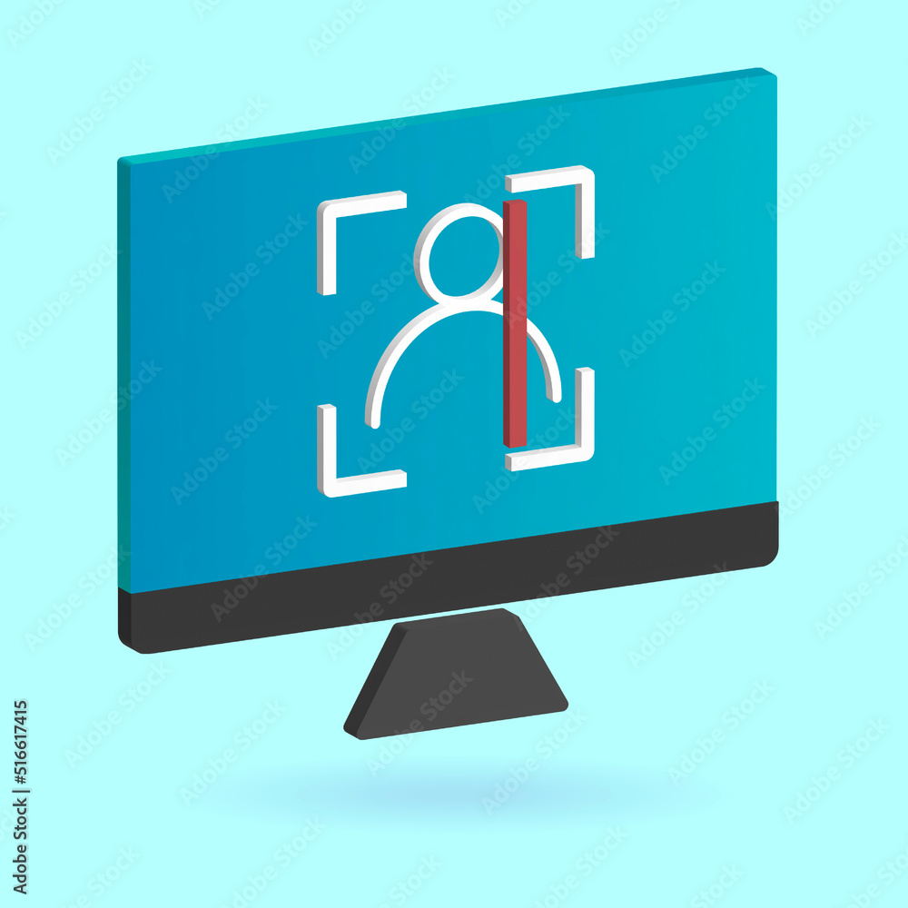 Face id and pc, 3D design. Vector illustration. Face id and pc, 3D design. Vector illustration.