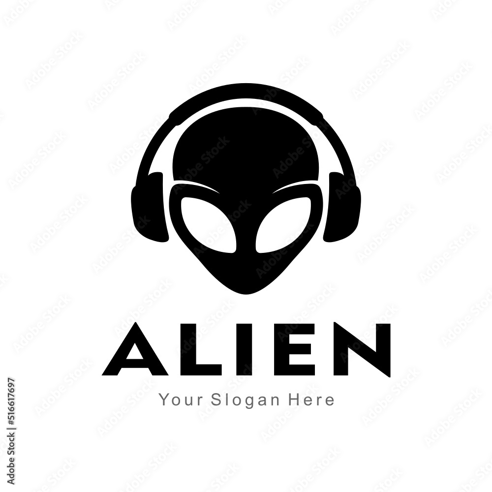 alien headphone silhouette logo