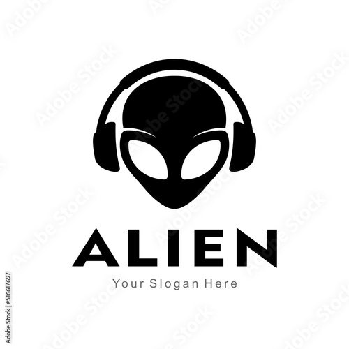 alien headphone silhouette logo