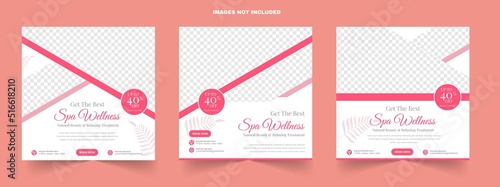 Beauty care spa treatments and wellness salon content ideas for social media instant square post banner template