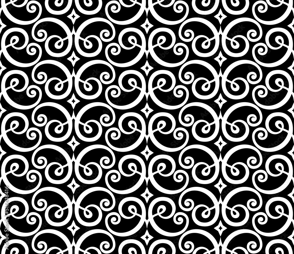 Flower geometric pattern. Seamless vector background. White and black ornament Flower geometric pattern. Seamless vector background. White and black ornament