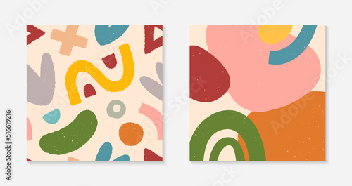 Set of abstract vector illustrations with hand drawn various organic shapes.Childish seamless pattern.Trendy artistic contemporary designs for prints flyers banners invitations branding design covers