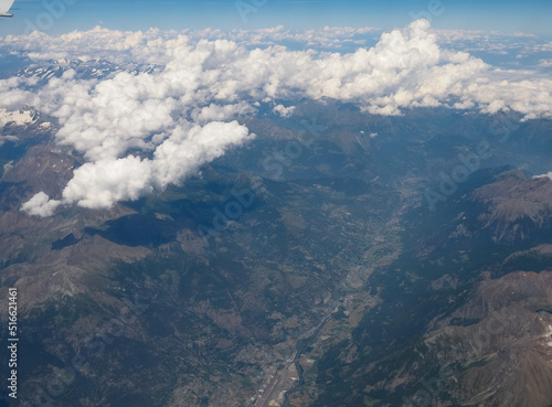 Aerial view of Alps mountains