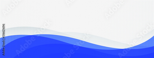 Abstract White and blue wave wide background banner