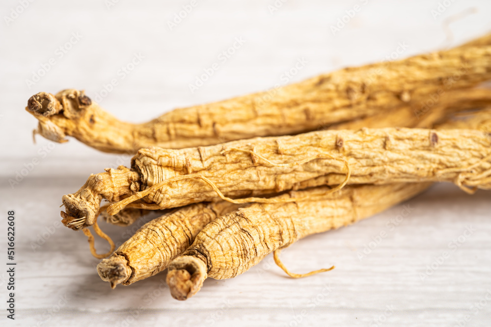 Ginseng, dried vegetable herb. Healthy food famous export food in Korea country. Ginseng, dried vegetable herb. Healthy food famous export food in Korea country.