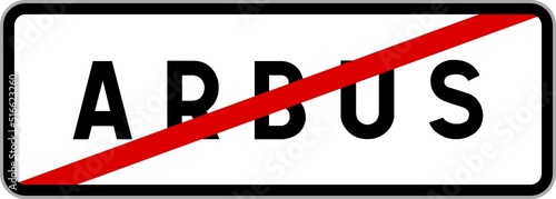 Tableau sur toile Panneau sortie ville agglomération Arbus / Town exit sign Arbus