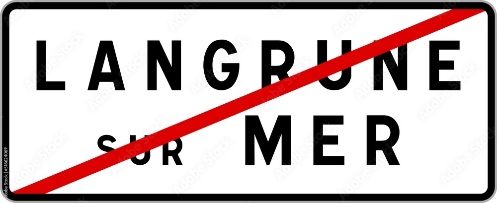 Panneau sortie ville agglomération Langrune-sur-Mer / Town exit sign Langrune-sur-Mer Panneau sortie ville agglomération Langrune-sur-Mer / Town exit sign Langrune-sur-Mer