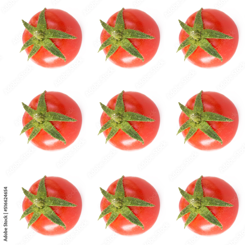 seamless photo of a red tomato on a white background. design of tablecloths, napkins, product packaging, design of banners, posters, advertising for supermarkets. seamless photo of a red tomato on a white background. design of tablecloths, napkins, product packaging, design of banners, posters, advertising for supermarkets.