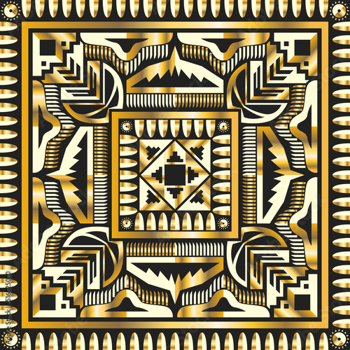 vector contemporary luxury ethnic egyptian geometric scarf pattern on black