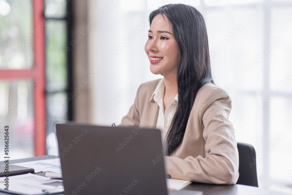 Portrait of Young woman using laptop computer at the office, Student girl working at home. Work or study from home, Asian woman freelance, business, lifestyle concept
Portrait of Young woman using laptop computer at the office, Student girl working at home. Work or study from home, Asian woman freelance, business, lifestyle concept