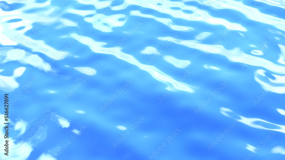 Fototapeta premium Water Wave flow ripple blue 3D illustration.