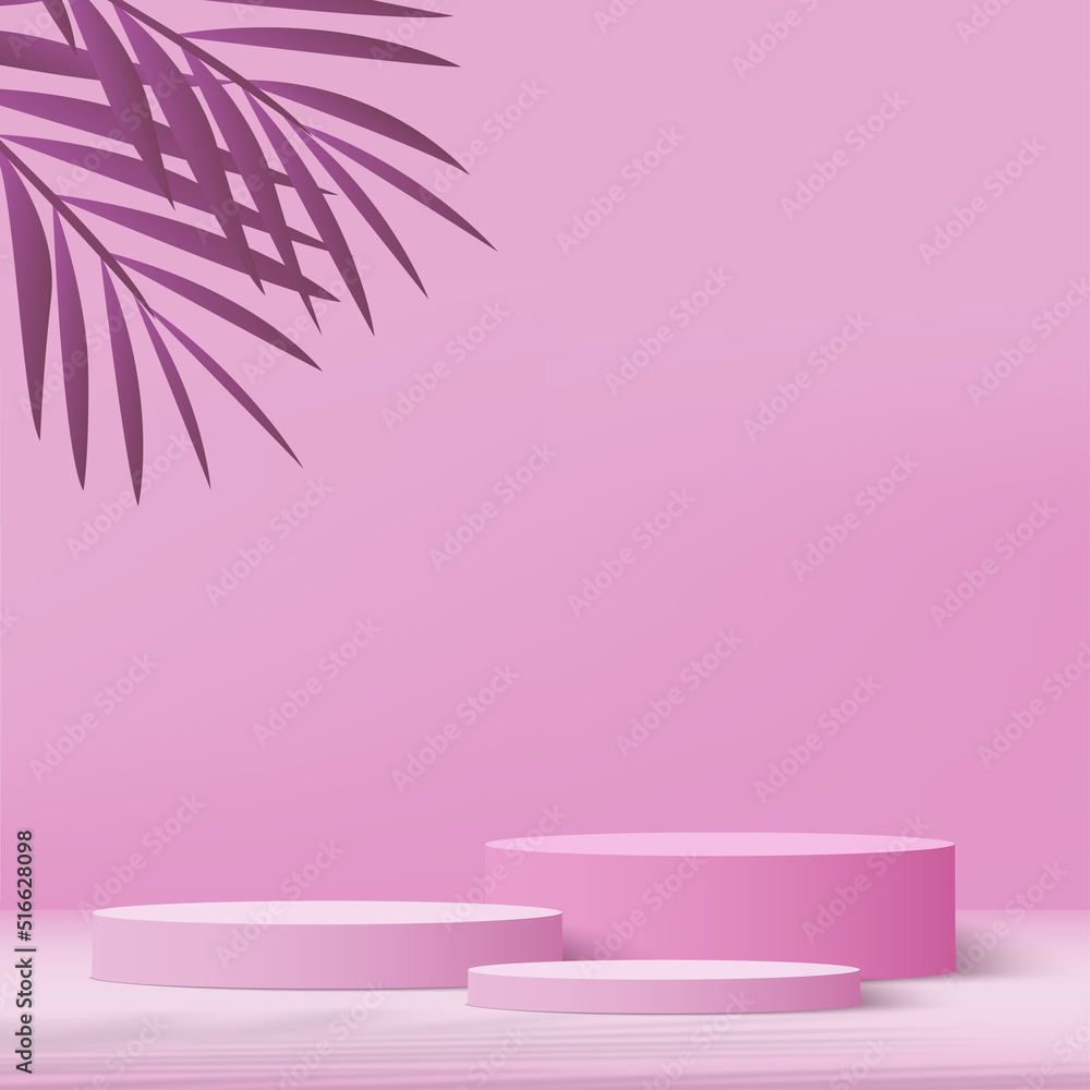 3d pink podium and minimal pink wall scene. 3d podium minimal abstract background. Vector