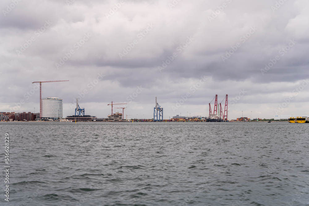 large cranes at harbor, Copenhagen