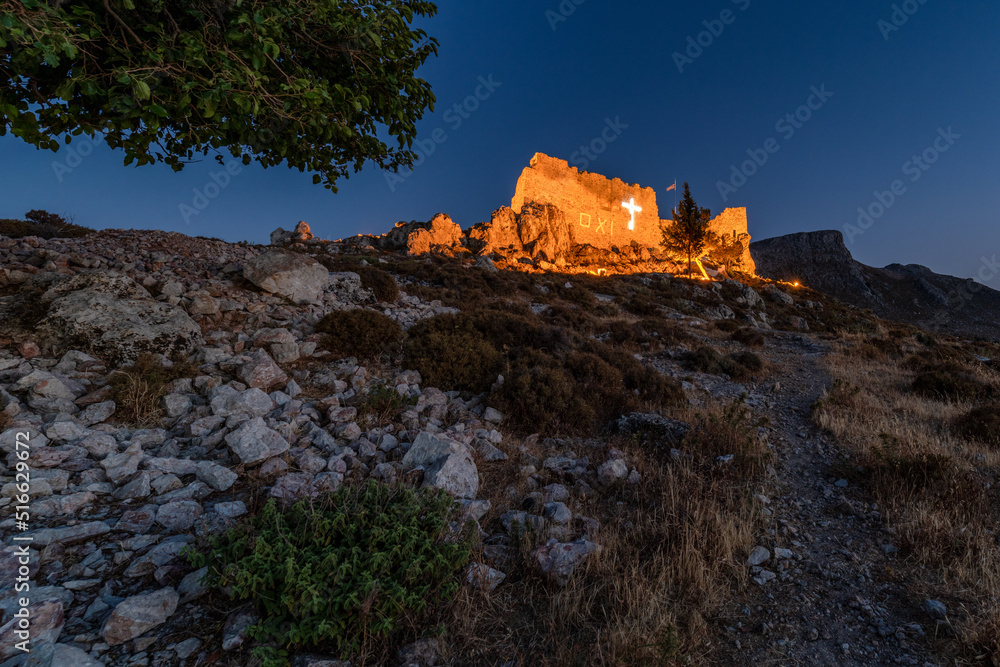 Fototapeta premium Archangelos fort castle in Rhodes, Greece