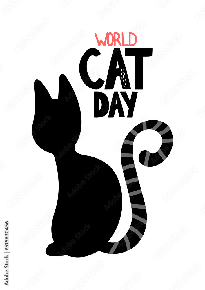 World cat day. Great purr day. Vector illustration in honor of the