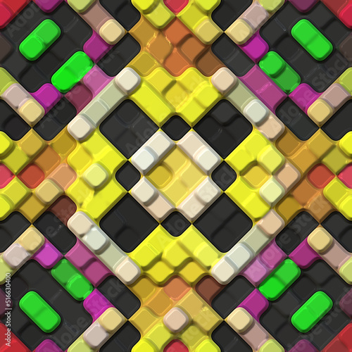Abstract geometry- wall decor. 3D Mosaic illustration