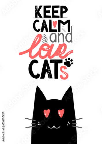 World cat day. Great purr day. Vector illustration in honor of the celebration of the international day of cats. Congratulatory card for cat lovers. Logo, label, emblem for the holiday of cats