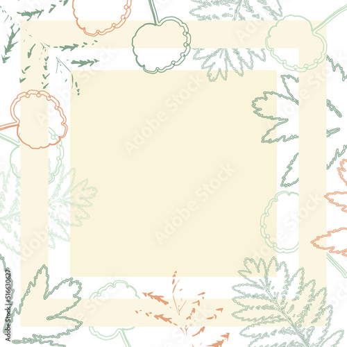 Abstract summer vector art background. Luxury wallpaper in minimalist style with pink and green leaves, frame. Background for banner, poster, web, packaging, wedding invitation