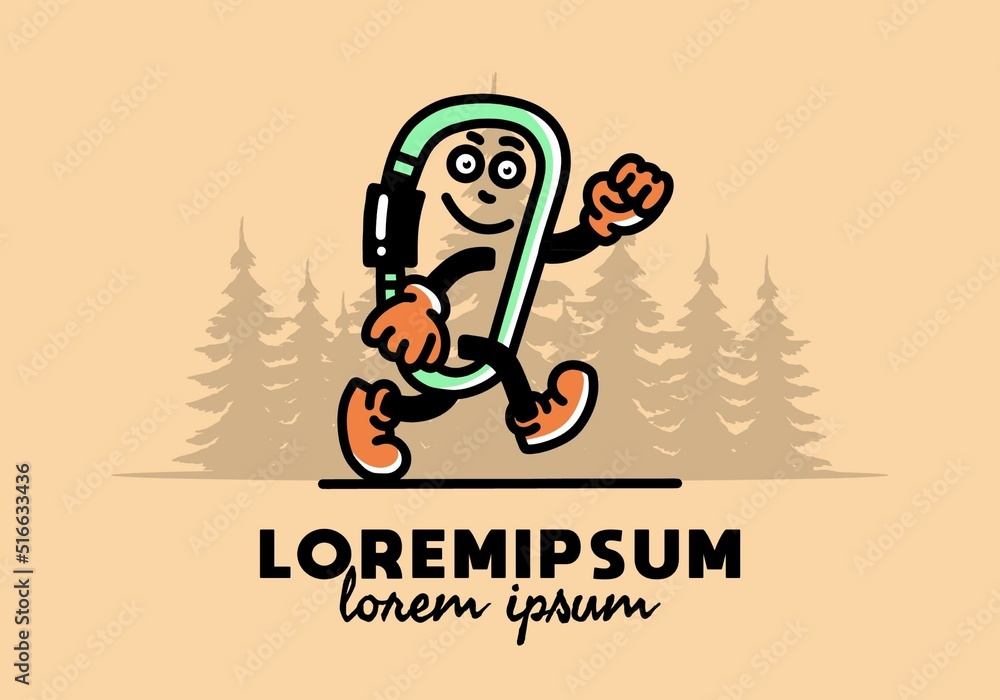 Walking funny carabiner illustration design Walking funny carabiner illustration design