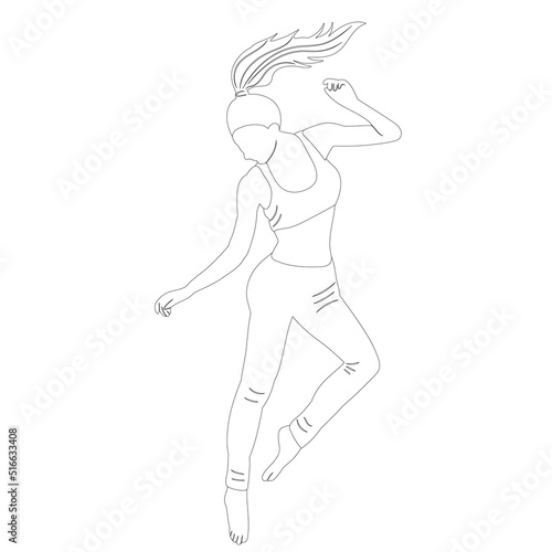 woman jumping sketch on white background isolated