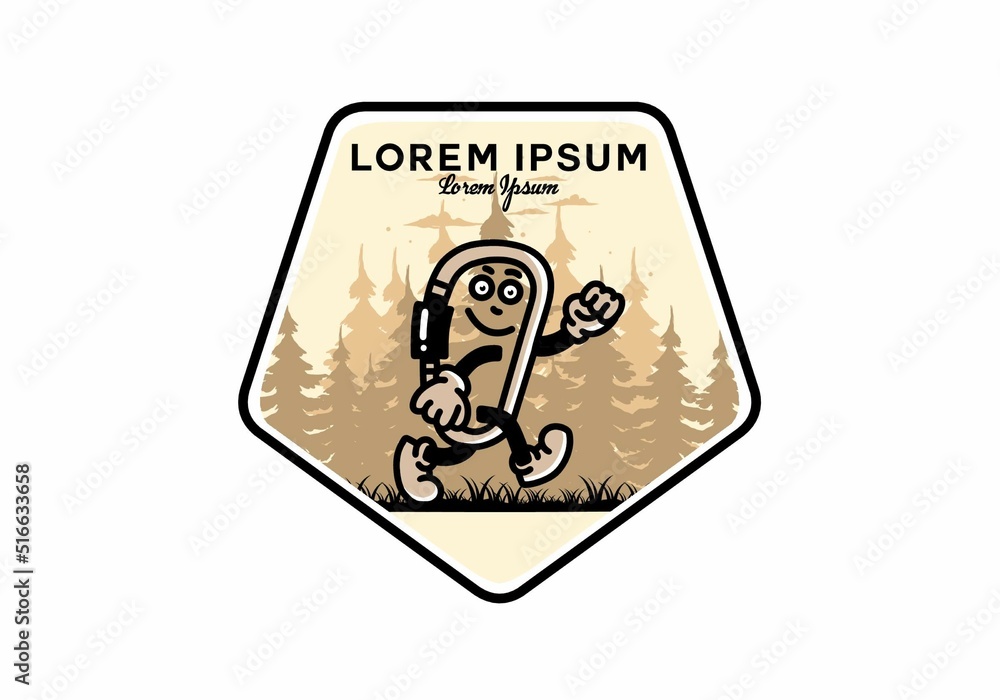 Walking funny carabiner illustration design Walking funny carabiner illustration design
