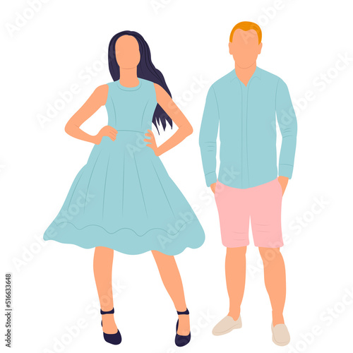 man and woman in flat style  isolated