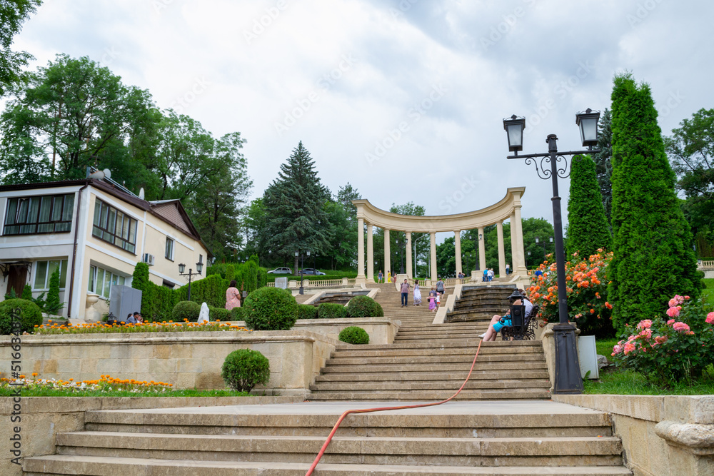 Cascade staircase with rotunda and plants in the city of Kislovodsk, Russia Cascade staircase with rotunda and plants in the city of Kislovodsk, Russia