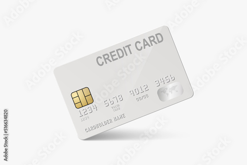 Vector 3d Realistic White Credit Card Isolated. Design Template of Plastic Credit or Debit Card for Mockup, Branding. Credit Card Payment Concept. Front View