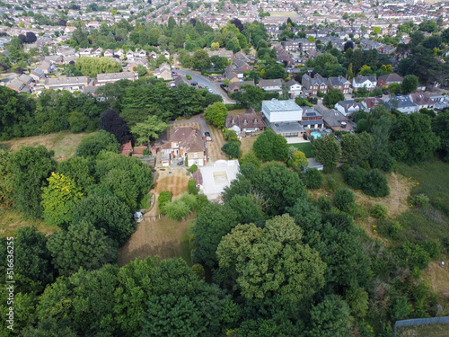 Aerial view of country houses in Hoddesdon town UK