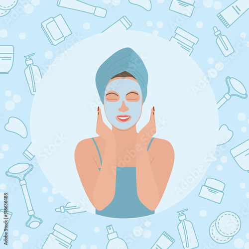 Woman Beauty Routine Face Skin Care Facial Mask