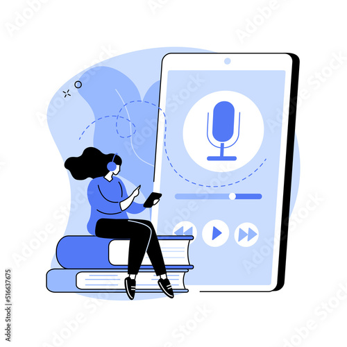 Listen to podcasts abstract concept vector illustration.
