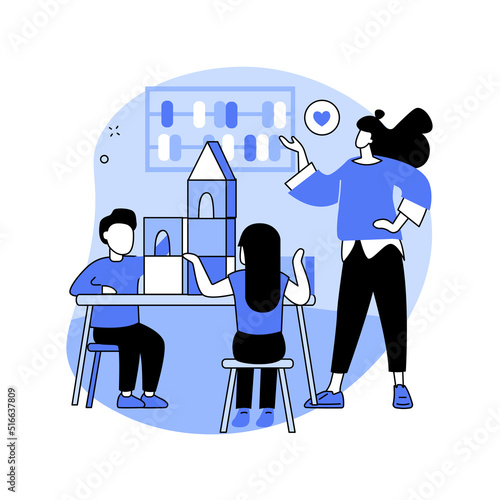 Montessori preschool abstract concept vector illustration.