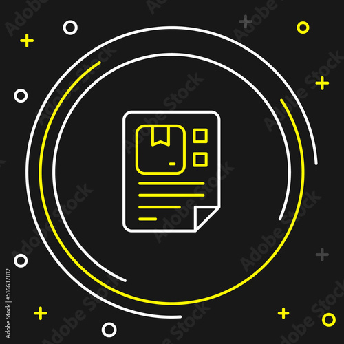 Line Waybill icon isolated on black background. Colorful outline concept. Vector