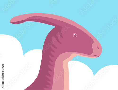 Ancient pangolin parasaurolophus. Prehistoric animal with a horn on its head. Herbivorous dinosaur of the Jurassic period. Vector cartoon illustration