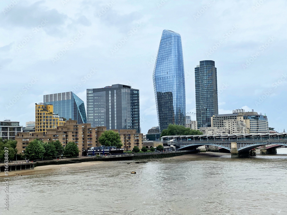 city skyline from the river thames