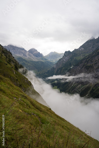 Heavy fog in the alpine valley