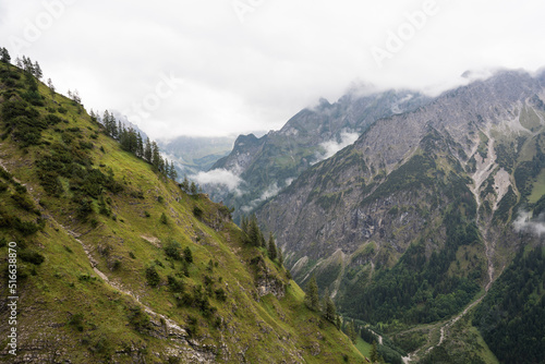 Panorama view over the Alps on a rainy morning