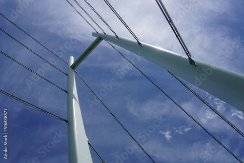 Modern cable-stayed bridge, sky with clouds