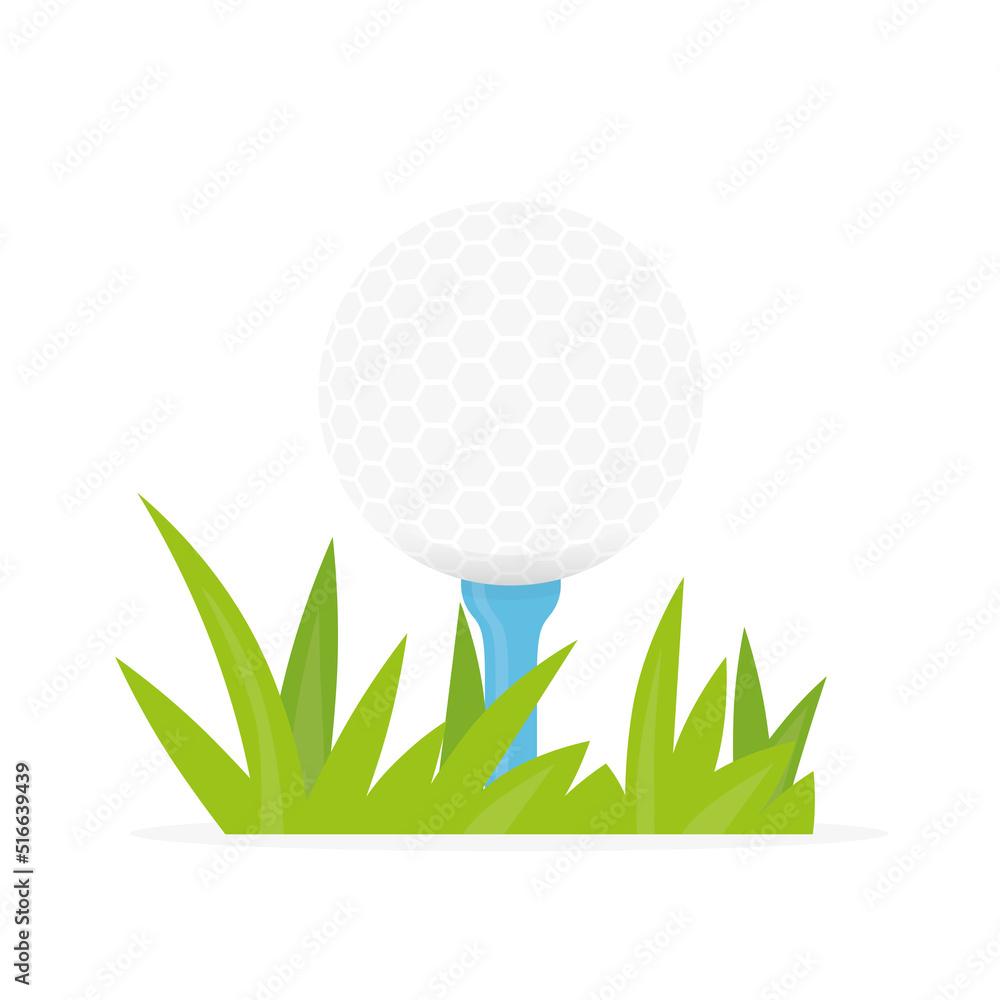 Fototapeta premium golf ball on a tee in the grass- vector illustration