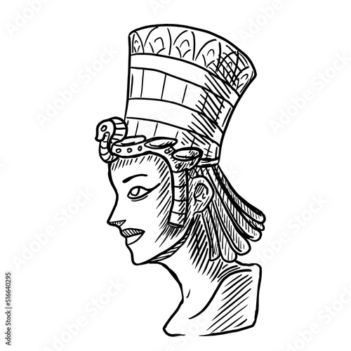Statue of ancient egiptian woman vector illustration isolated on white background