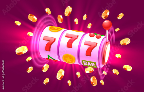Casino slots winner, fortune of luck, 777 win banner. Vector