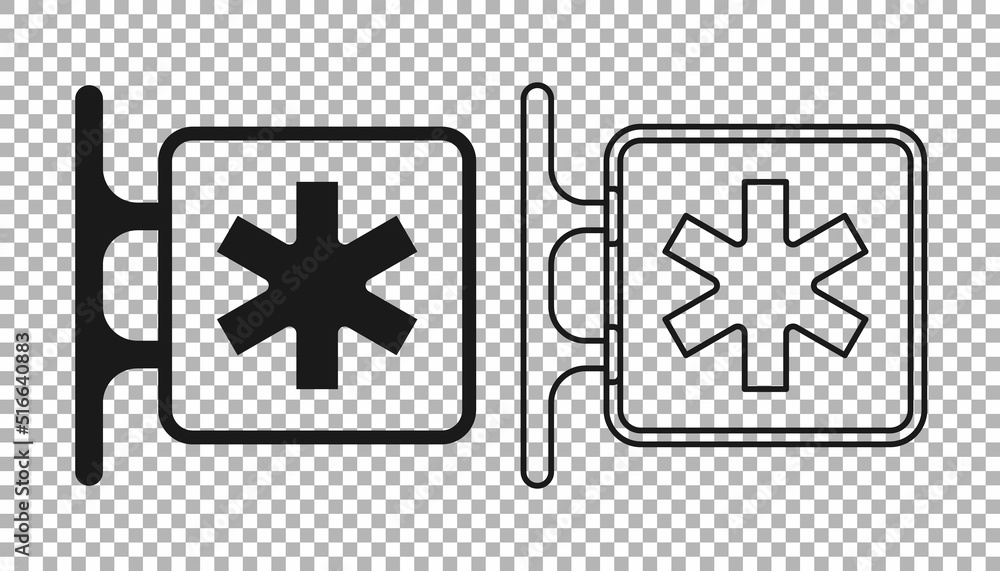 Obraz premium Black Medical symbol of the Emergency - Star of Life icon isolated on transparent background. Vector