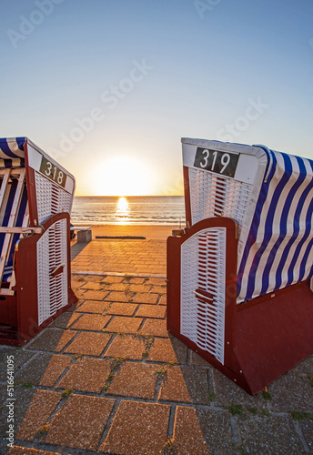 Strandkörbe Sonnenuntergang Norderney Nordseeinsel