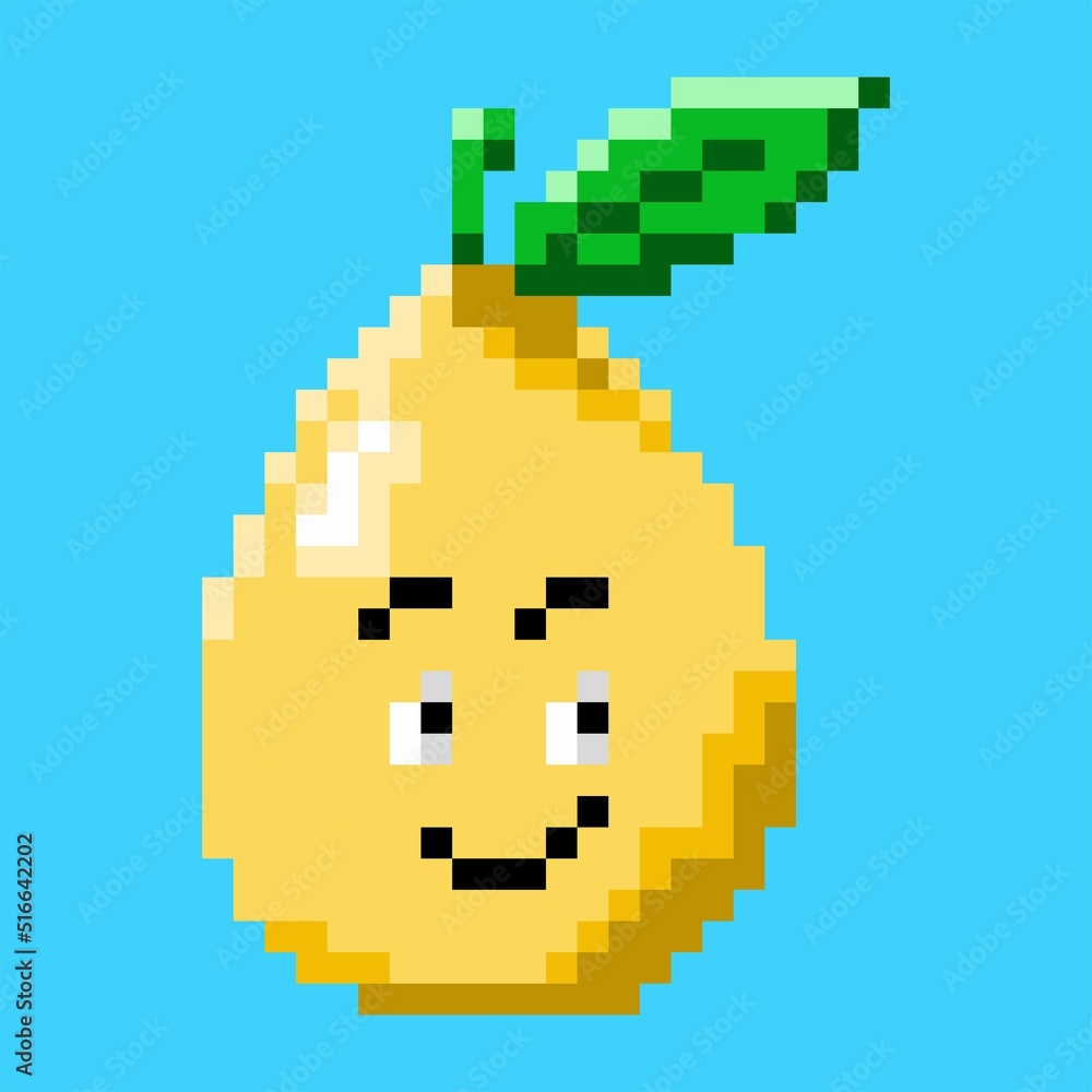 Fototapeta premium vector clip art of cartoon pear in pixel style